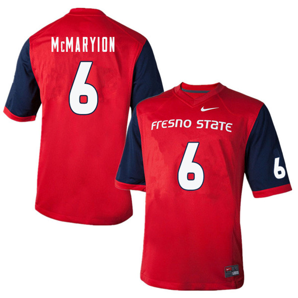 Men #6 Marcus McMaryion Fresno State Bulldogs College Football Jerseys Sale-Red - Click Image to Close